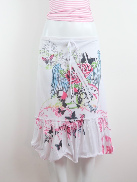 Dresses & Skirts - Y2k low rise tattoo print midi bimbo core skirt